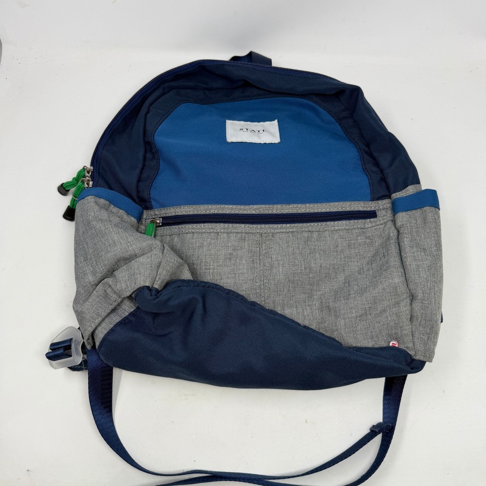 State Backpack Unisex Kane Blue Gray Colorblock Recycled Lining Euc